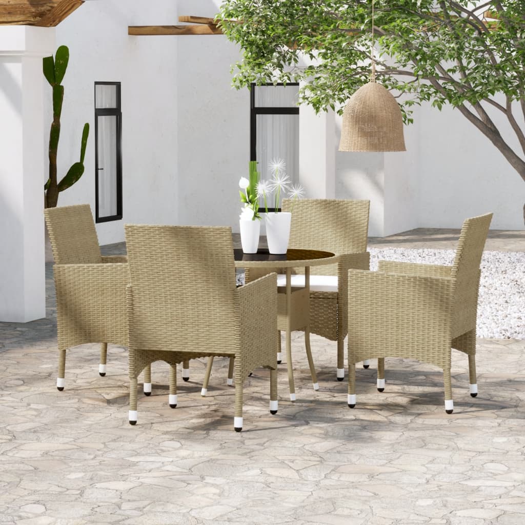 Set Mobilier De Grădină, 5 Piese, , Poliratan