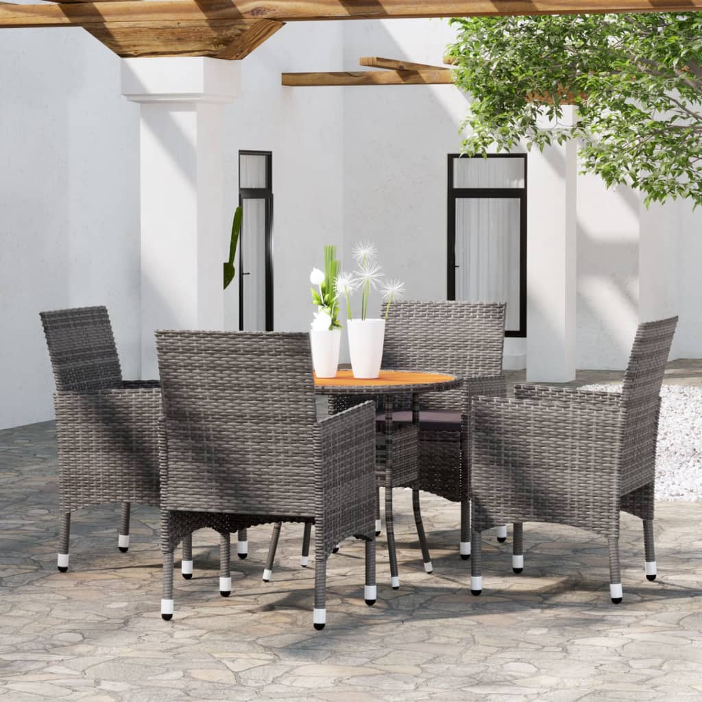 Set Mobilier De Grădină, 5 Piese, , Poliratan