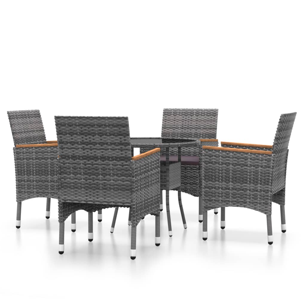 Set Mobilier De Grădină, 5 Piese, , Poliratan