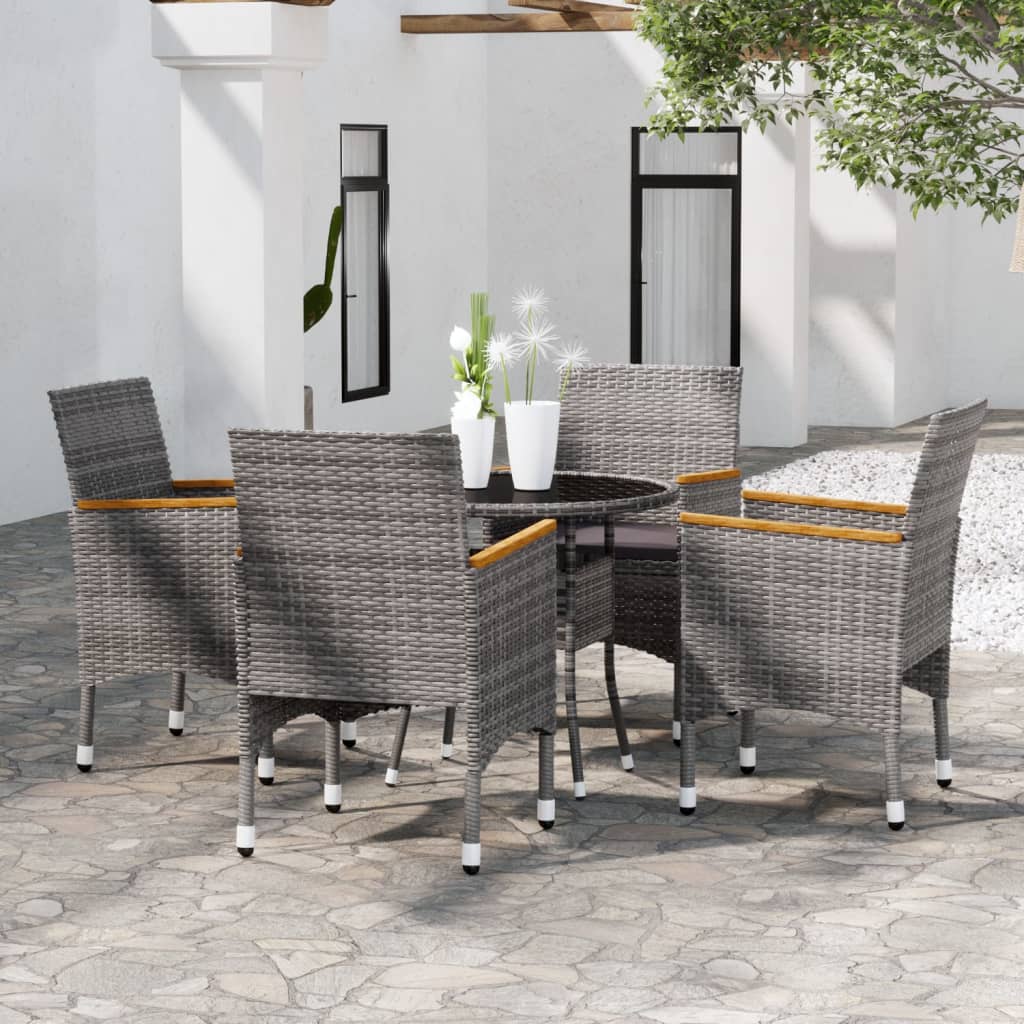Set Mobilier De Grădină, 5 Piese, , Poliratan