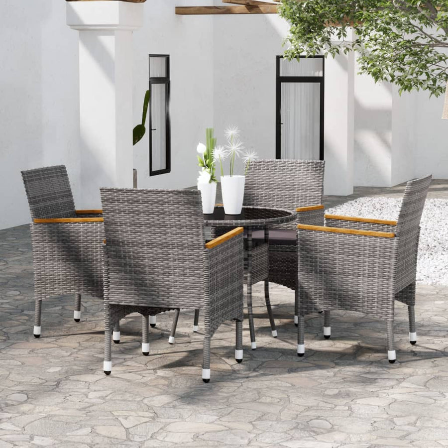 Set Mobilier De Grădină, 5 Piese, , Poliratan