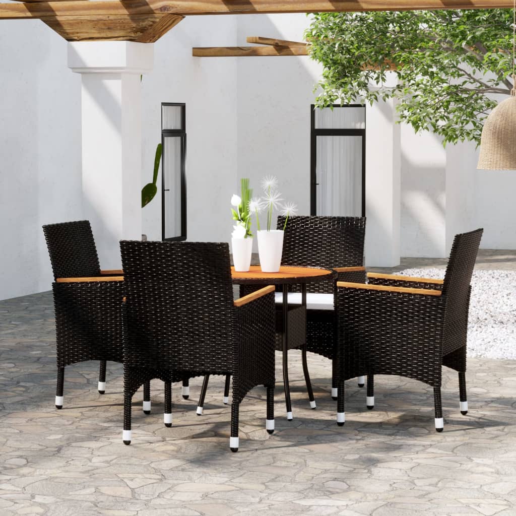 Set Mobilier Grădină, 5 Piese, , Poliratan Și Sticlă