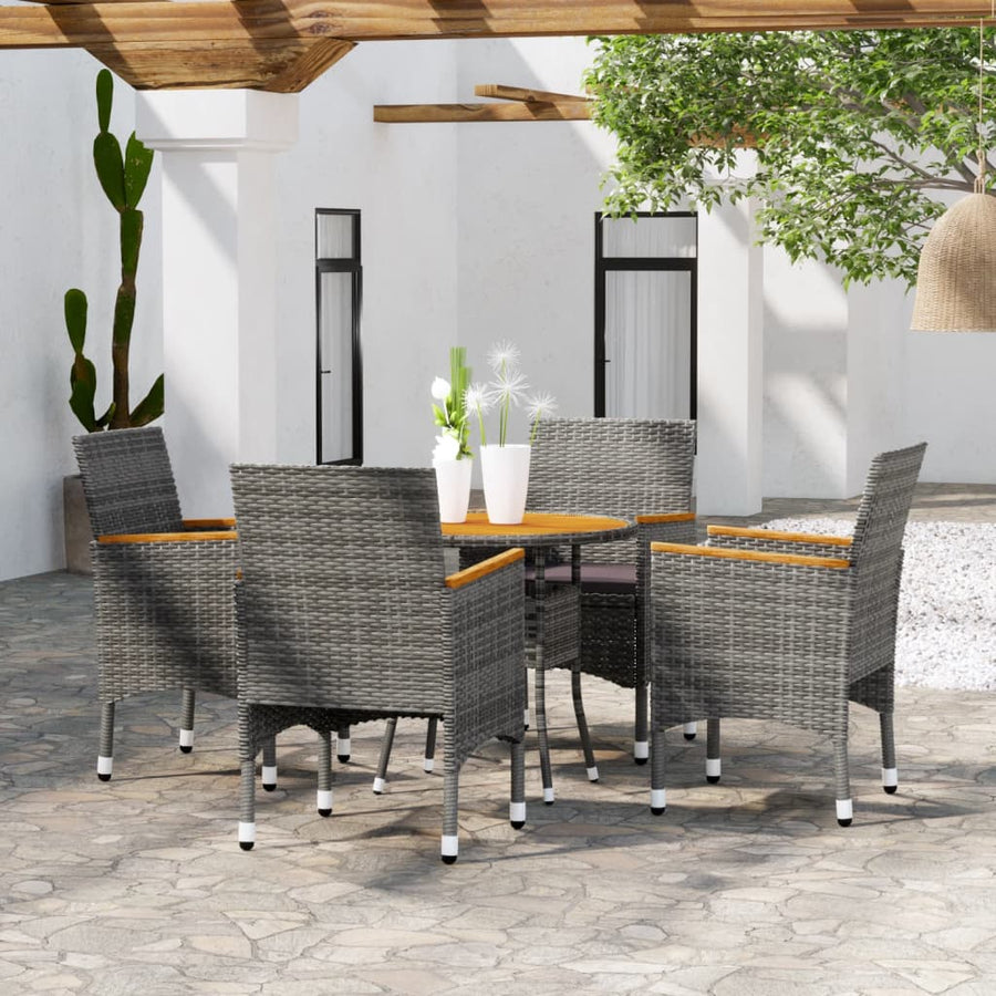 Set Mobilier Grădină, 5 Piese, , Poliratan Și Sticlă