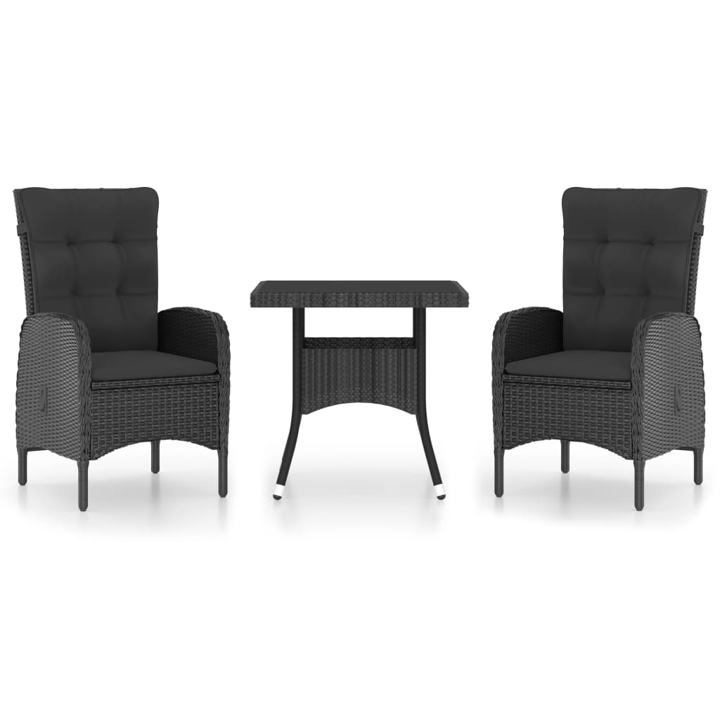 Set Mobilier Grădină, 3 Piese, , Poliratan Și Sticlă