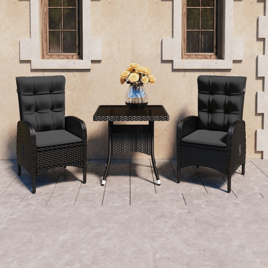 Set Mobilier Grădină, 3 Piese, , Poliratan Și Sticlă