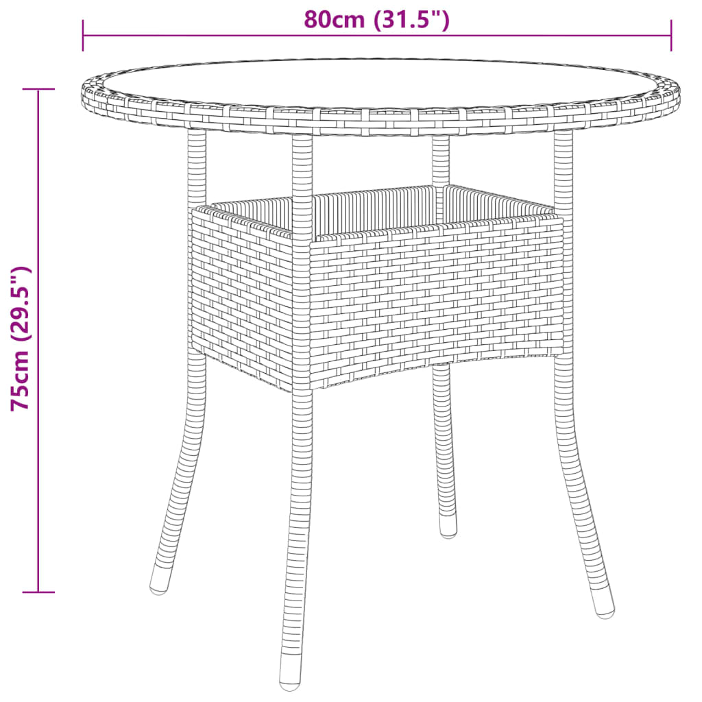 Set Bistro De Grădină, 3 Piese, , Poliratan