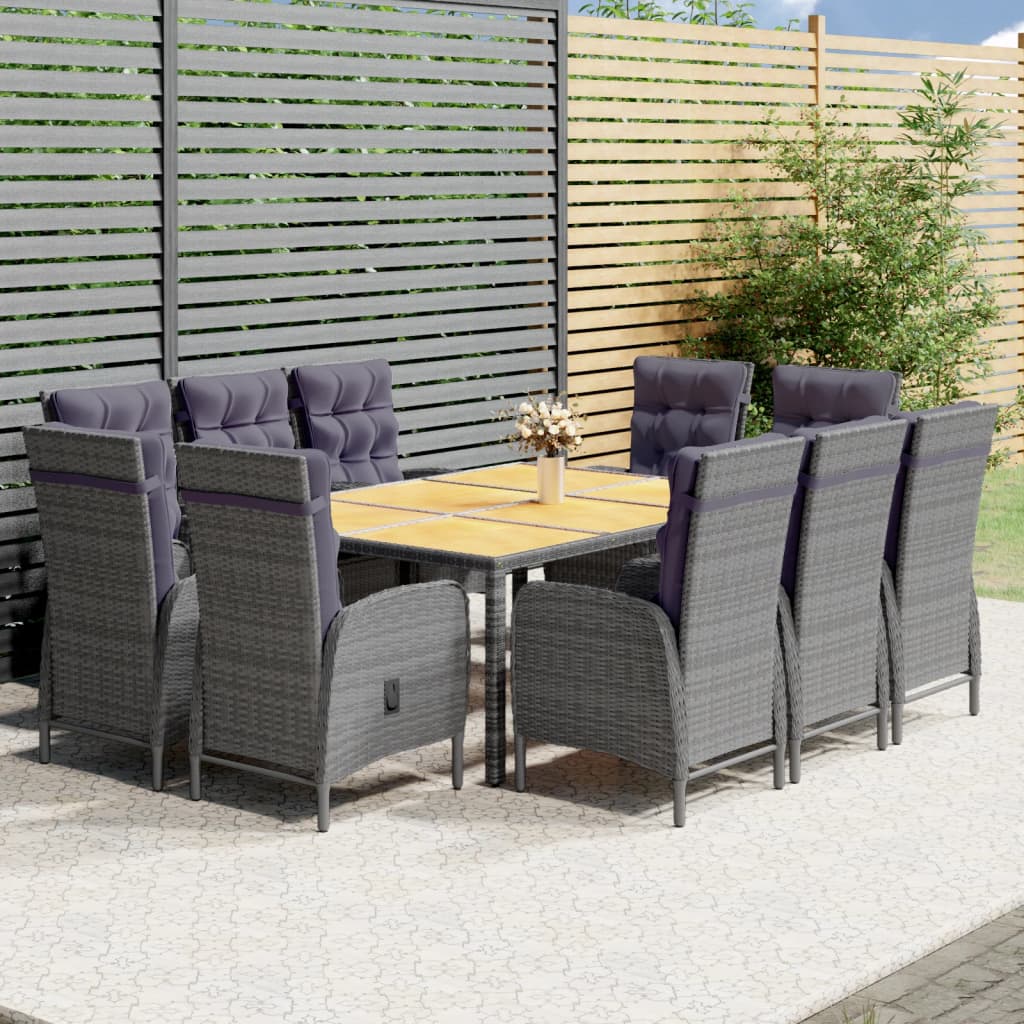Set Mobilier De Grădină, 11 Piese, , Poliratan