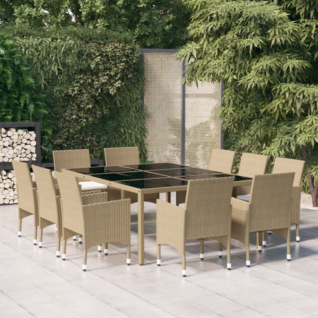 Set Mobilier De Grădină, 11 Piese, , Poliratan