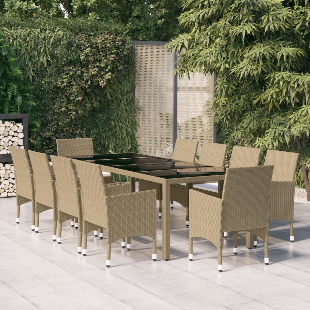 Set Mobilier De Grădină, 11 Piese, , Poliratan