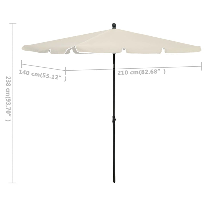 Umbrelă De Grădină Cu Stâlp, , 210X140 Cm