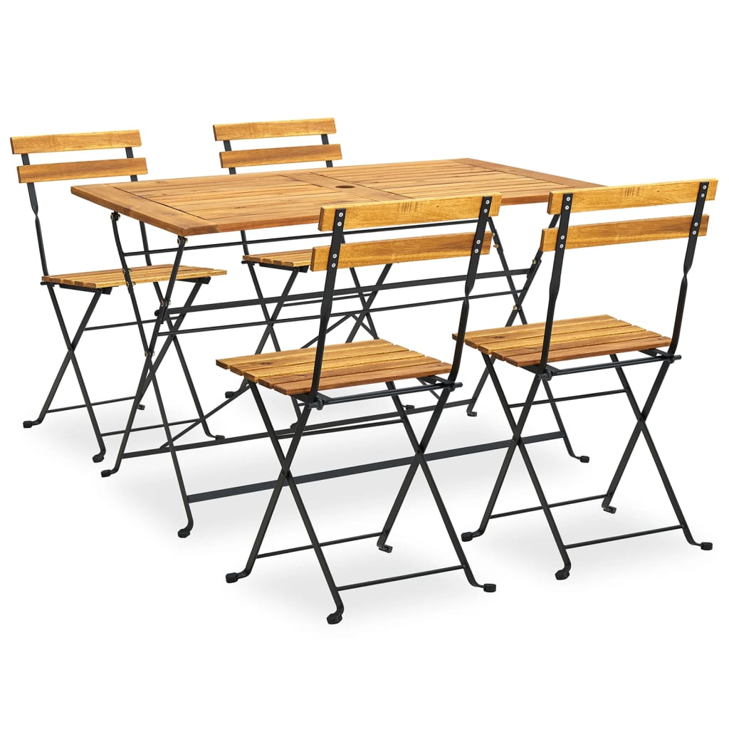 Set Mobilier De Exterior Pliabil, 7 Piese, Lemn Masiv De Acacia