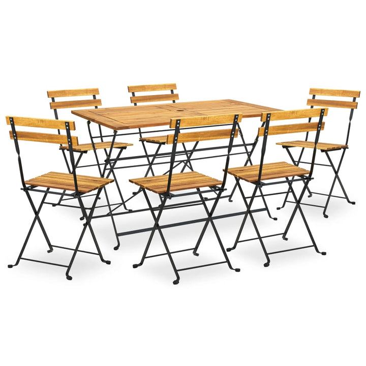 Set Mobilier De Exterior Pliabil, 7 Piese, Lemn Masiv De Acacia