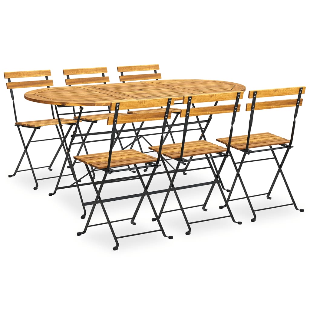 Set Mobilier De Exterior Pliabil, 7 Piese, Lemn Masiv De Acacia