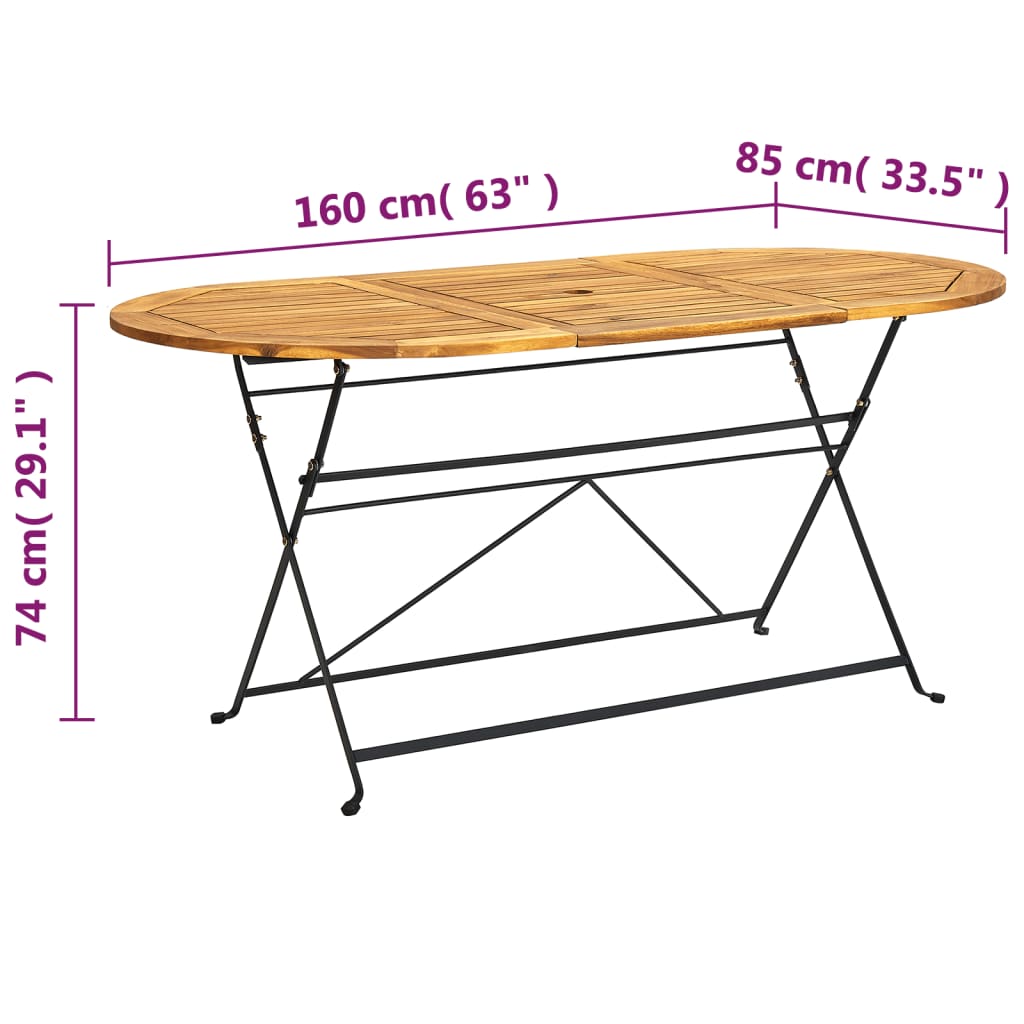 Set Mobilier De Exterior Pliabil, 7 Piese, Lemn Masiv De Acacia