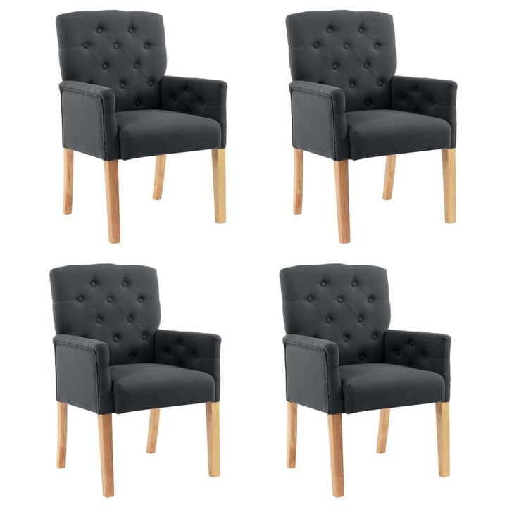 Scaune De Bucătărie Cu Brațe, 4 Buc., , Material Textil