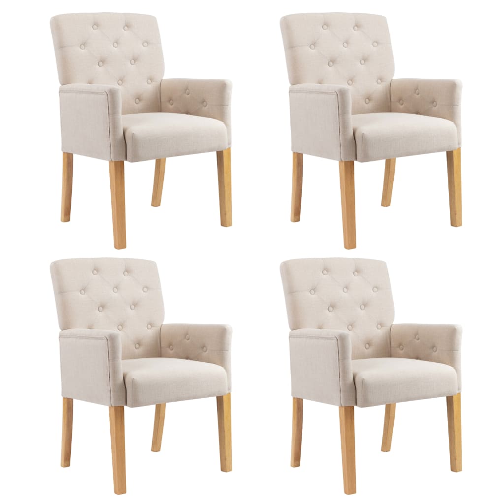 Scaune De Bucătărie Cu Brațe, 4 Buc., , Material Textil