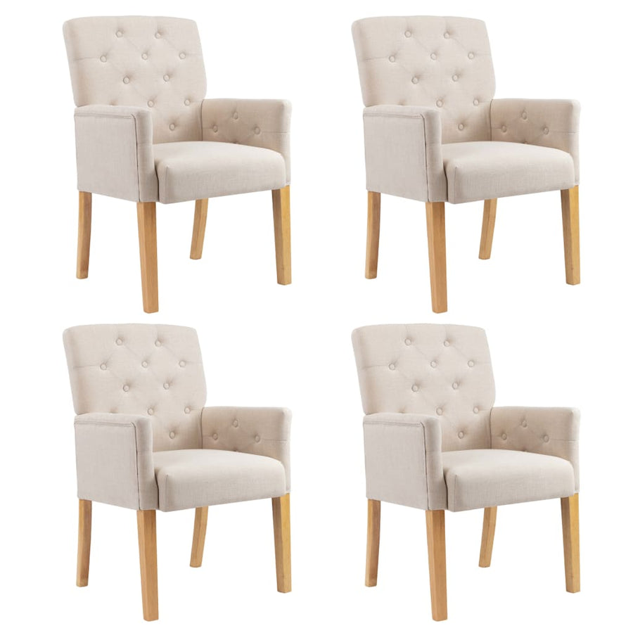 Scaune De Bucătărie Cu Brațe, 4 Buc., , Material Textil