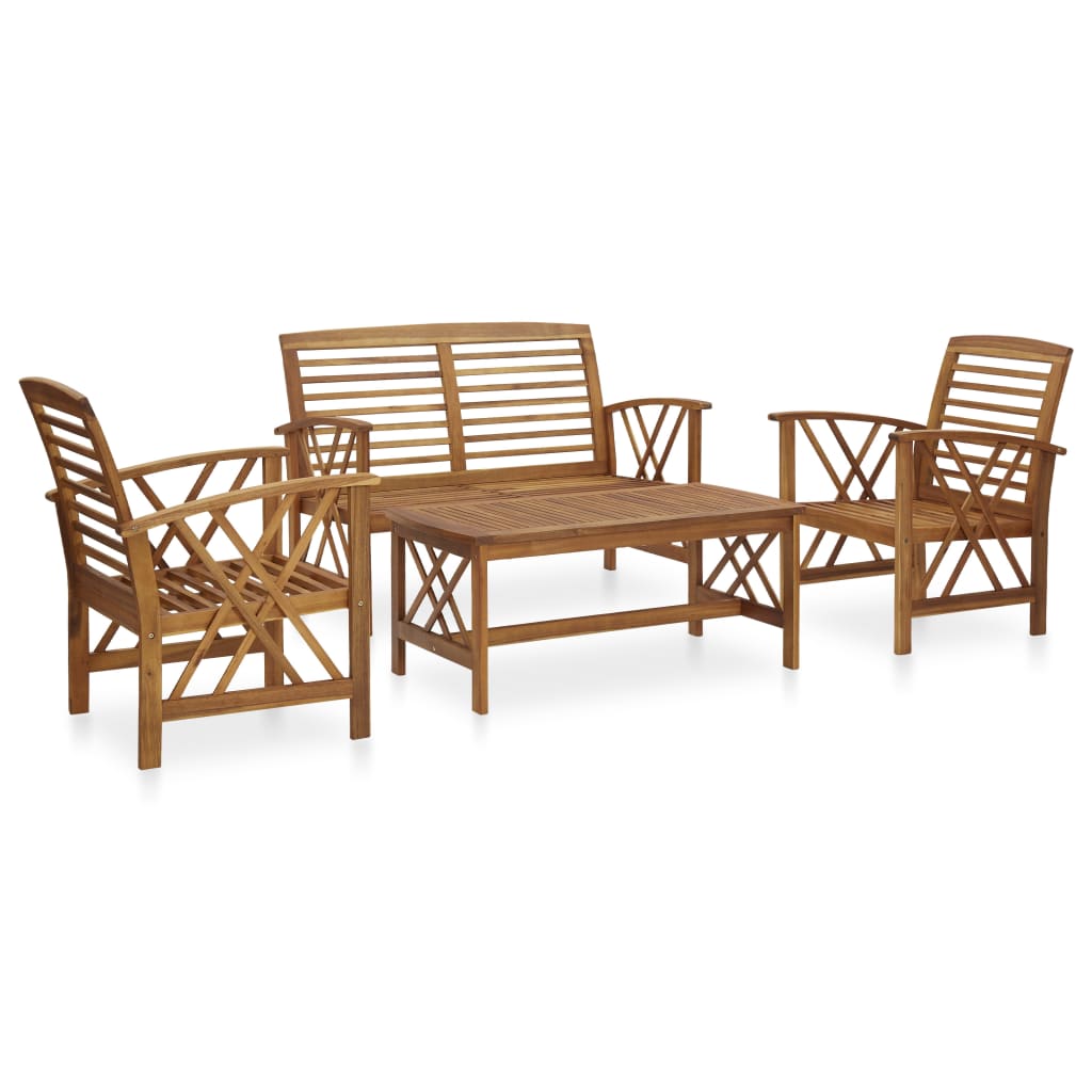 Set Mobilier Grădină Cu Perne, 5 Piese, Lemn Masiv De Acacia