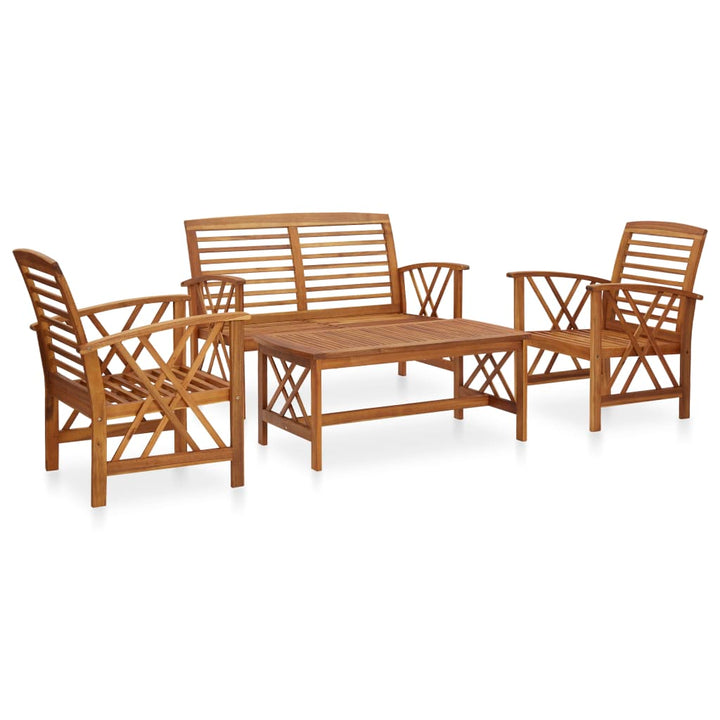 Set Mobilier Grădină Cu Perne, 5 Piese, Lemn Masiv De Acacia