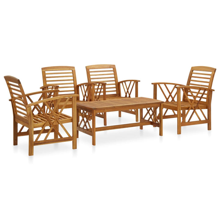 Set Mobilier Grădină Cu Perne, 5 Piese, Lemn Masiv De Acacia