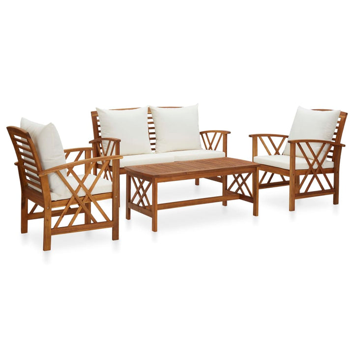 Set Mobilier Grădină Cu Perne, 5 Piese, Lemn Masiv De Acacia