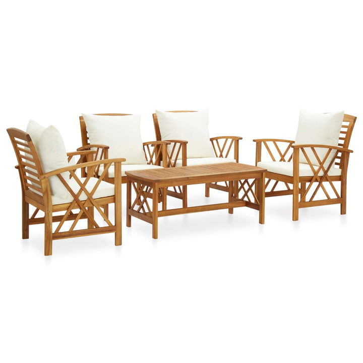 Set Mobilier Grădină Cu Perne, 5 Piese, Lemn Masiv De Acacia