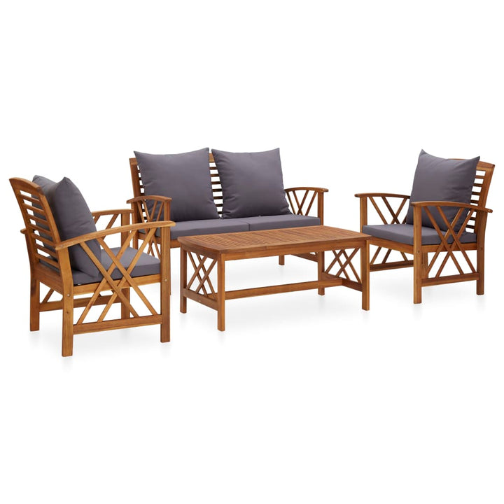 Set Mobilier Grădină Cu Perne, 5 Piese, Lemn Masiv De Acacia