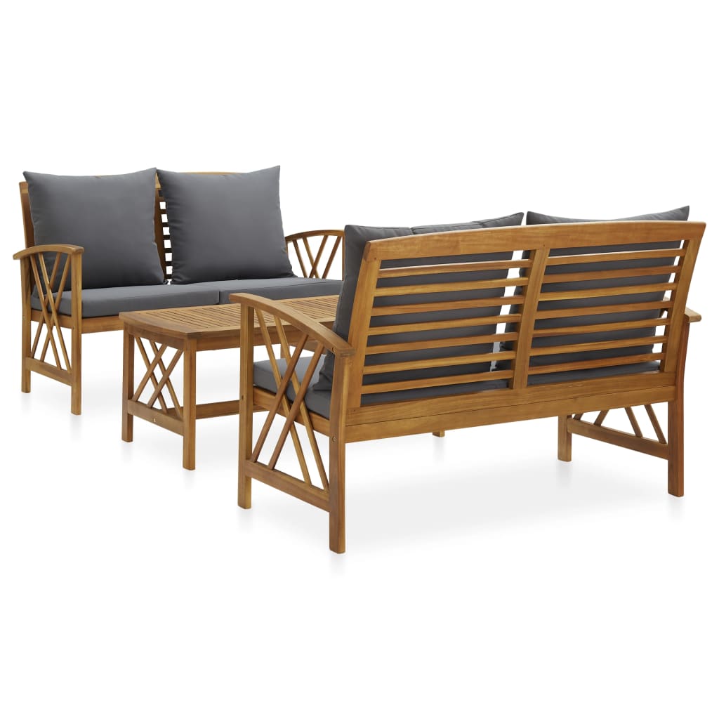 Set Mobilier Grădină Cu Perne, 5 Piese, Lemn Masiv De Acacia