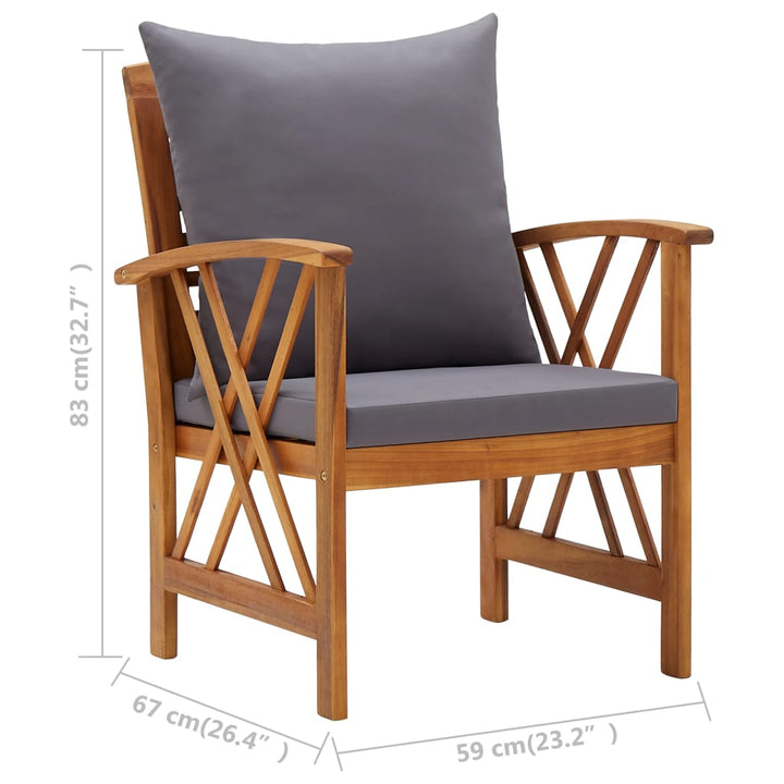 Set Mobilier Grădină Cu Perne, 5 Piese, Lemn Masiv De Acacia