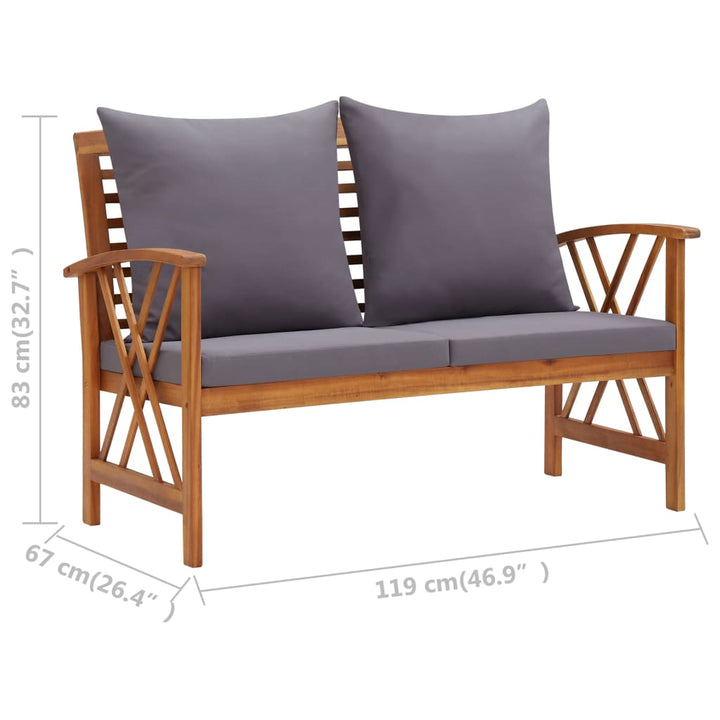Set Mobilier Grădină Cu Perne, 5 Piese, Lemn Masiv De Acacia