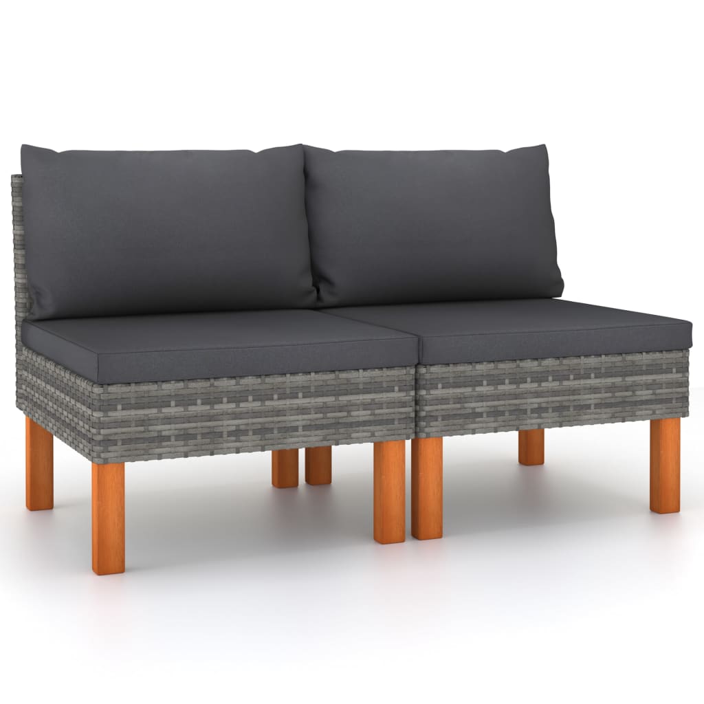 Set Mobilier Grădină, 3 Piese, Poliratan & Lemn Masiv Eucalipt