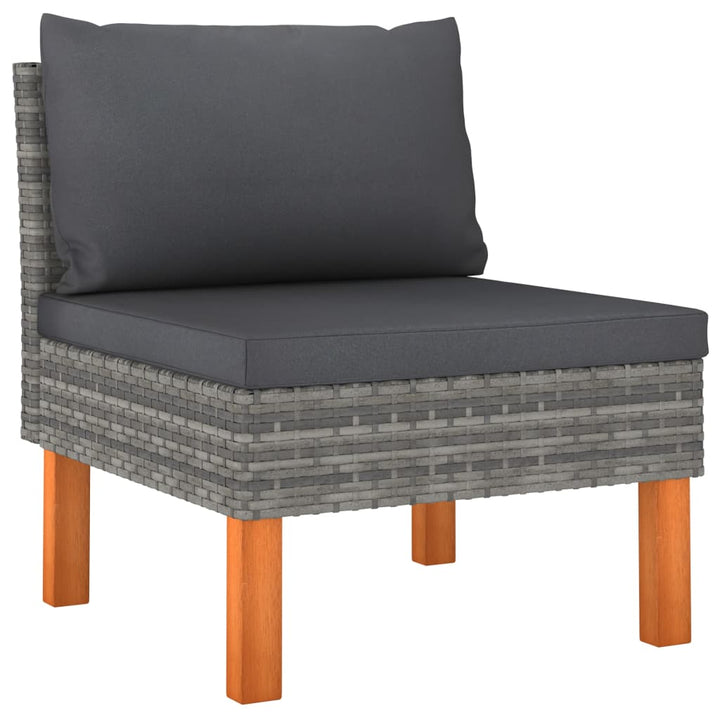 Set Mobilier Grădină, 3 Piese, Poliratan & Lemn Masiv Eucalipt