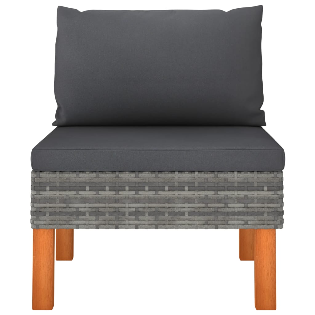Set Mobilier Grădină, 3 Piese, Poliratan & Lemn Masiv Eucalipt
