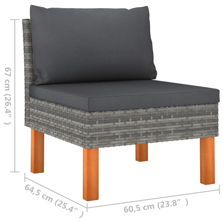Set Mobilier Grădină, 3 Piese, Poliratan & Lemn Masiv Eucalipt