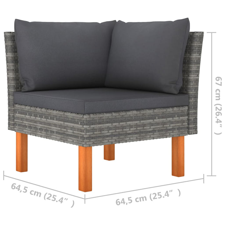 Set Mobilier Grădină, 3 Piese, Poliratan & Lemn Masiv Eucalipt
