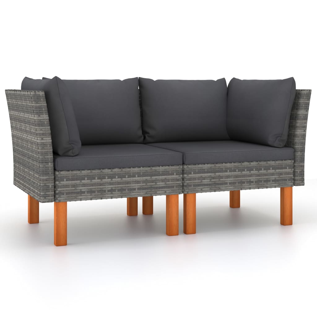 Set Mobilier Grădină, 3 Piese, Poliratan & Lemn Masiv Eucalipt