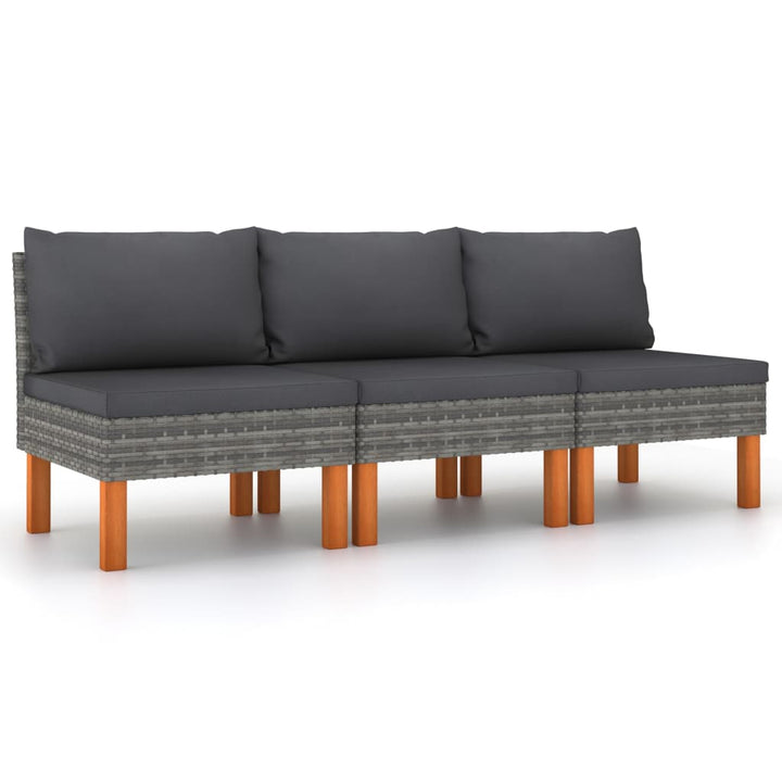 Set Mobilier Grădină, 3 Piese, Poliratan & Lemn Masiv Eucalipt