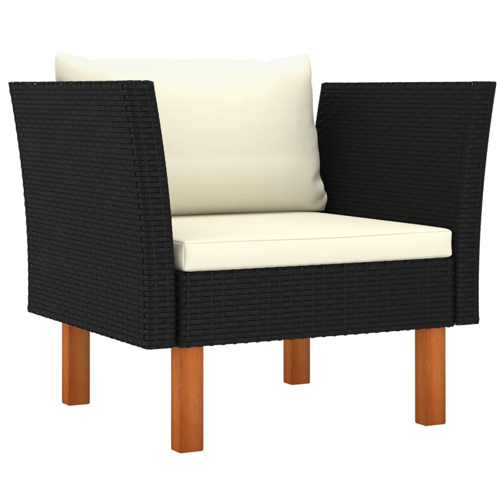 Set Mobilier Grădină, 3 Piese, Poliratan & Lemn Masiv Eucalipt