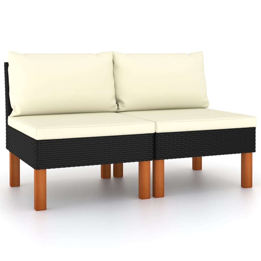 Set Mobilier Grădină, 3 Piese, Poliratan & Lemn Masiv Eucalipt