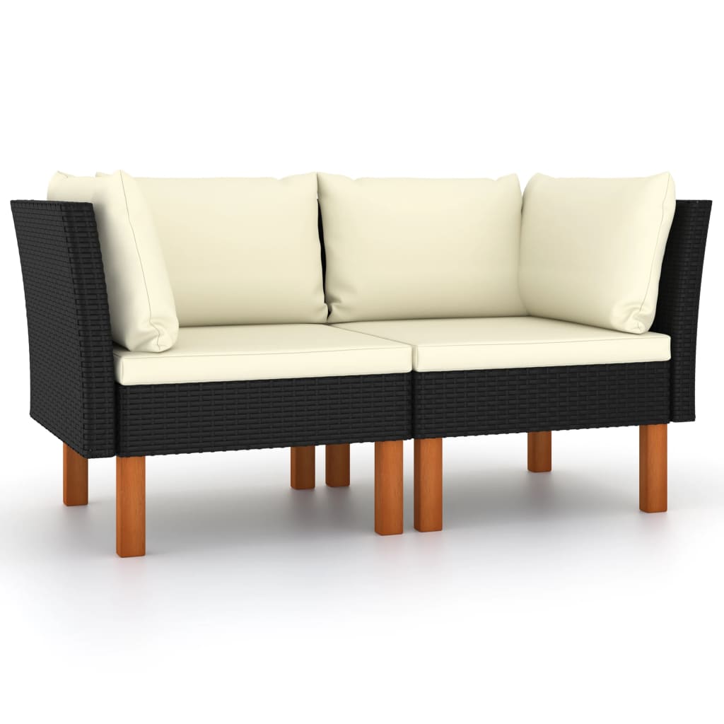 Set Mobilier Grădină, 3 Piese, Poliratan & Lemn Masiv Eucalipt