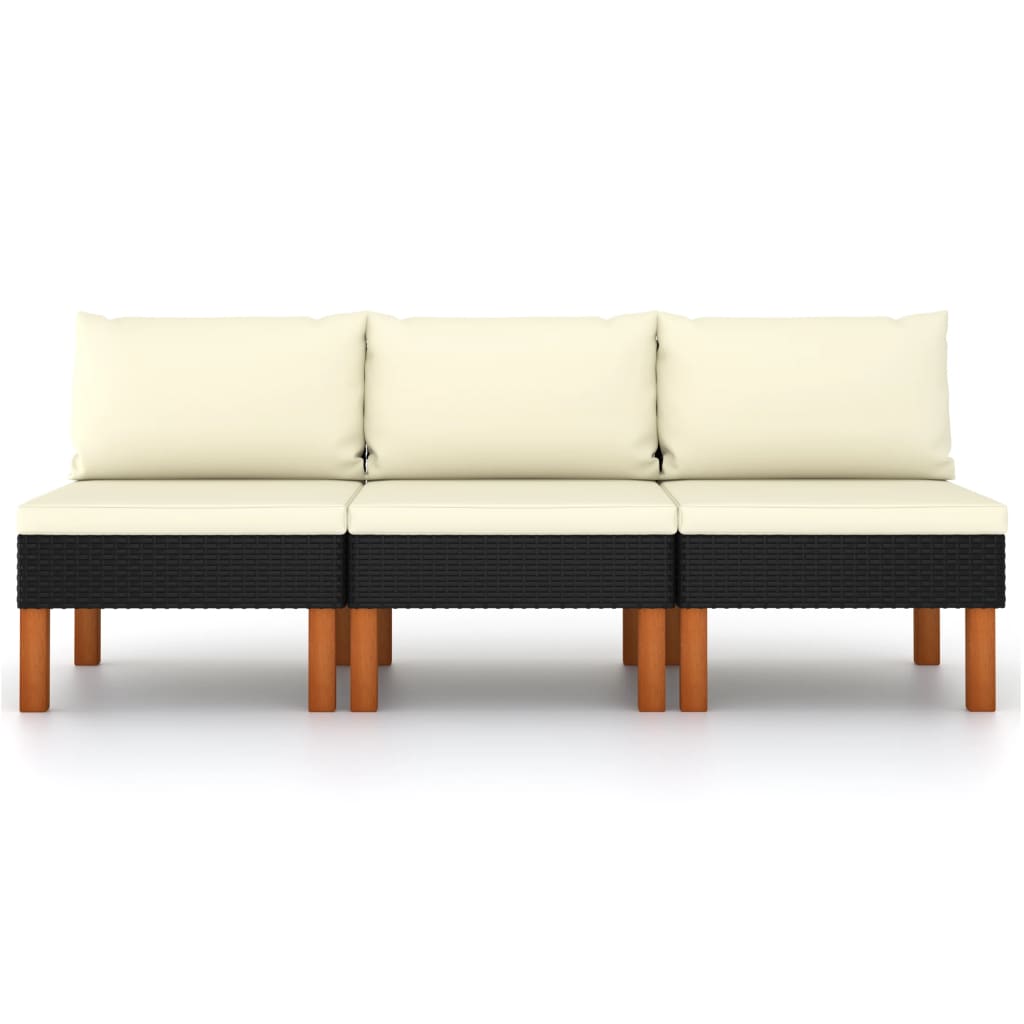 Set Mobilier Grădină, 3 Piese, Poliratan & Lemn Masiv Eucalipt