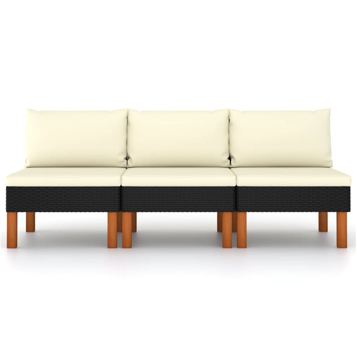 Set Mobilier Grădină, 3 Piese, Poliratan & Lemn Masiv Eucalipt