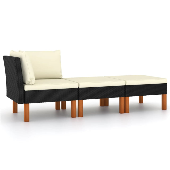 Set Mobilier Grădină, 3 Piese, Poliratan & Lemn Masiv Eucalipt