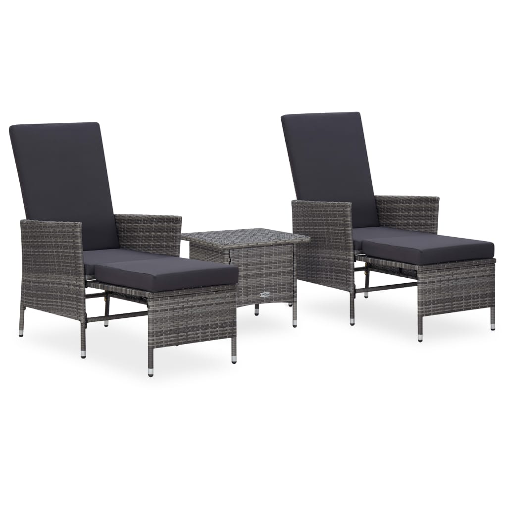 Set Mobilier De Grădină Cu Perne, 3 Piese, , Poliratan