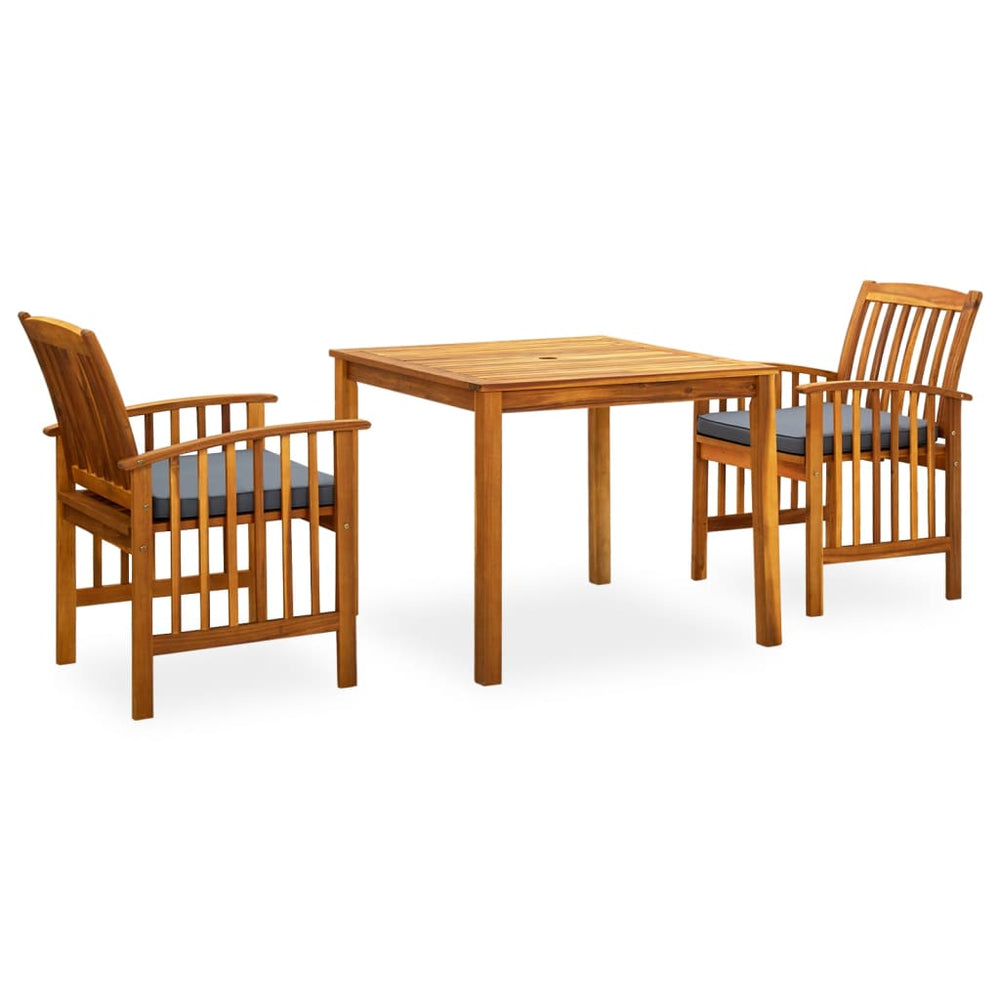 Set Mobilier De Grădină Cu Perne, 3 Piese, Lemn Masiv Salcâm