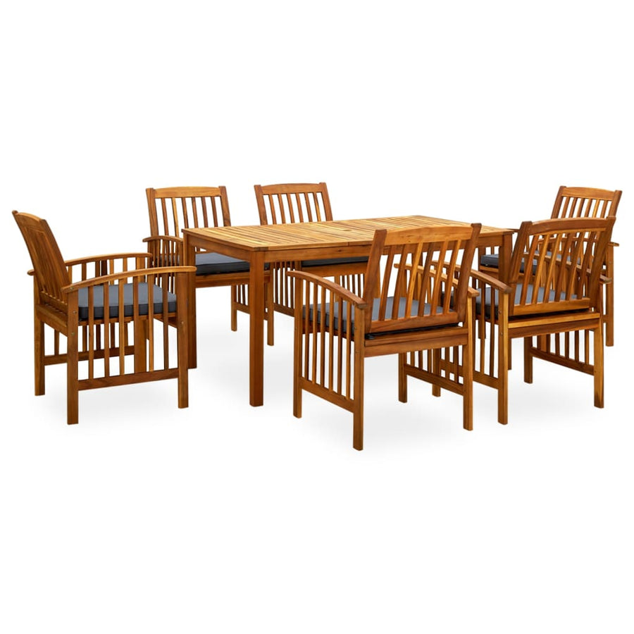 Set Mobilier De Grădină Cu Perne, 7 Piese, Lemn Masiv Acacia