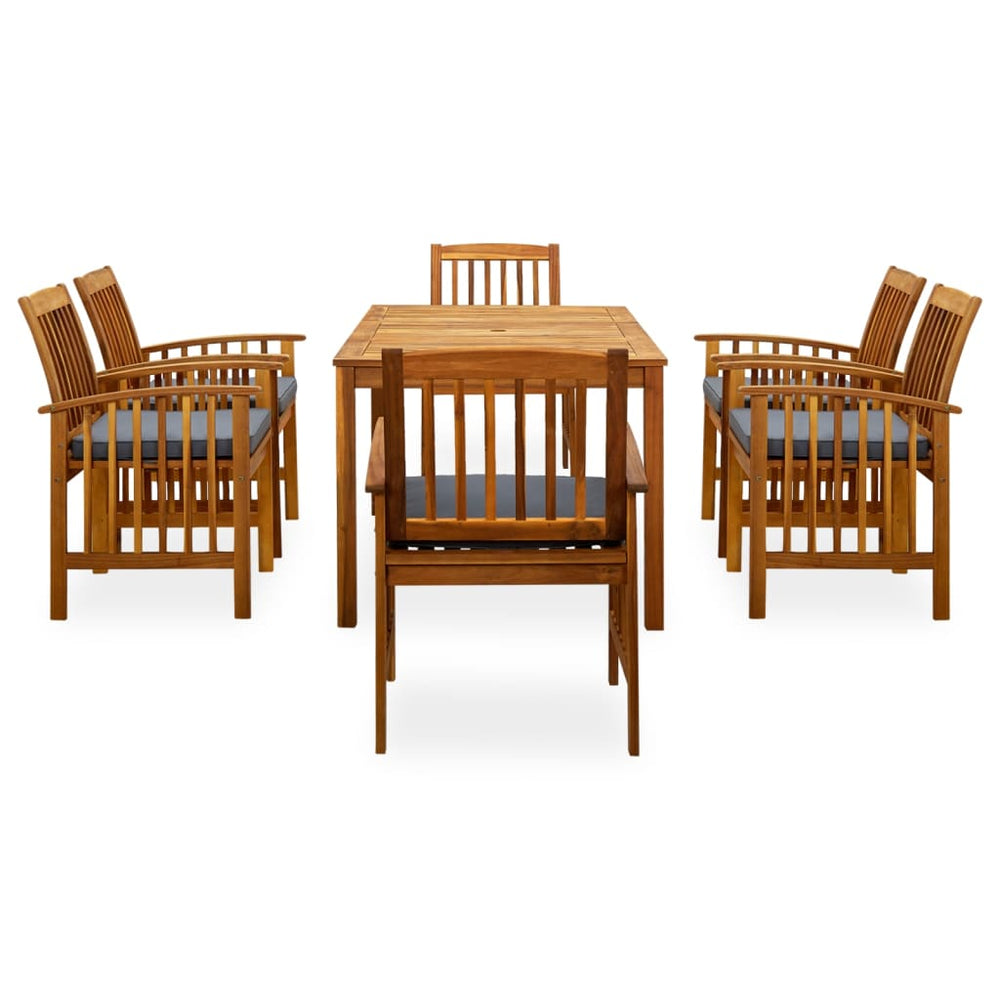 Set Mobilier De Grădină Cu Perne, 7 Piese, Lemn Masiv Acacia