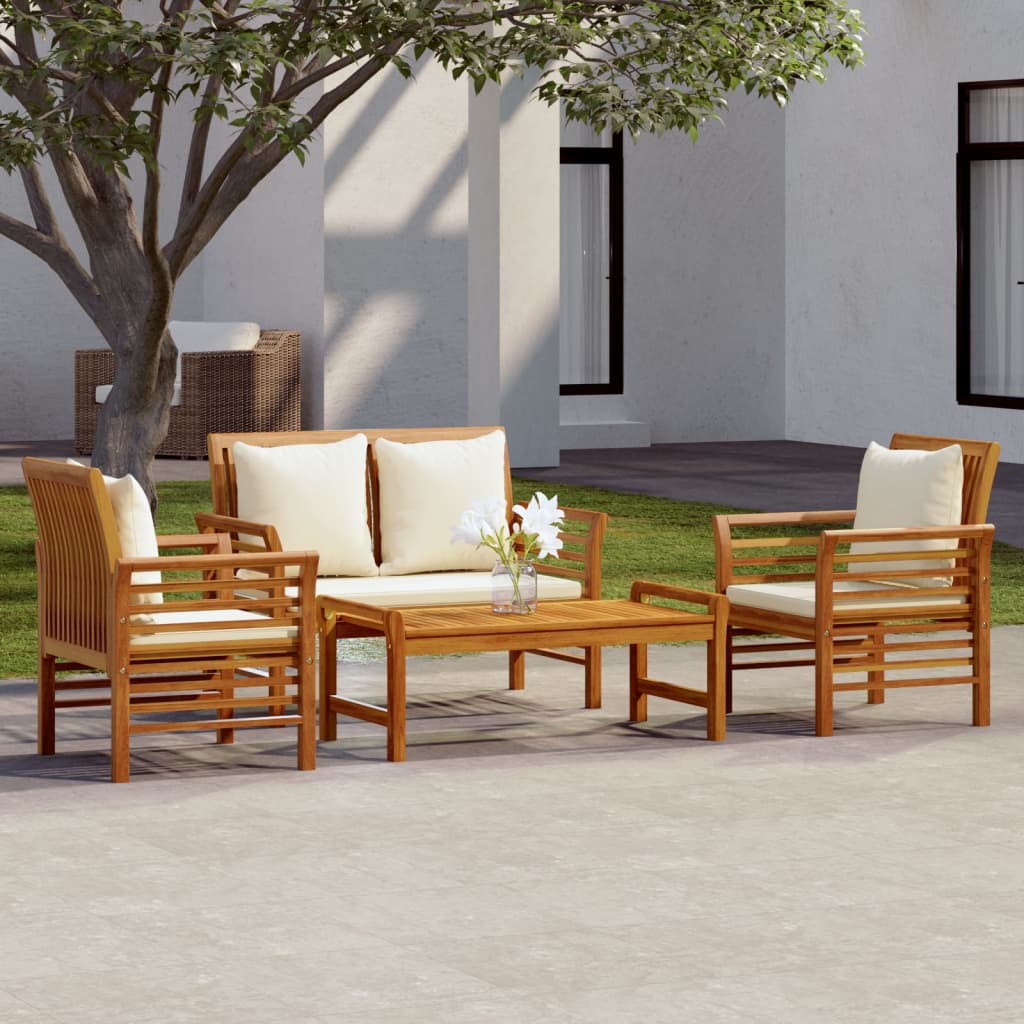 Set Mobilier De Grădină Cu Perne, 3 Piese, Lemn Masiv Acacia