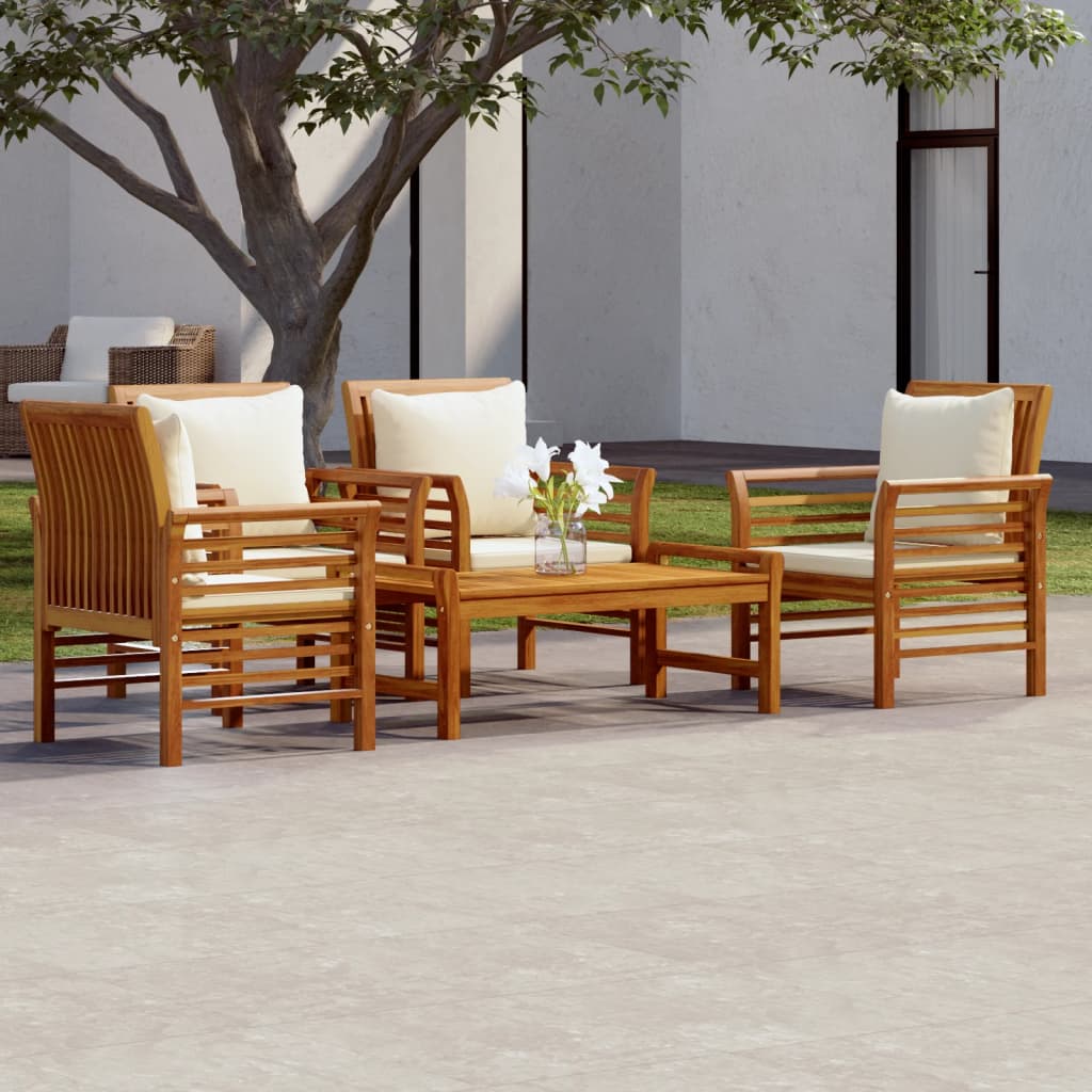 Set Mobilier De Grădină Cu Perne, 3 Piese, Lemn Masiv Acacia