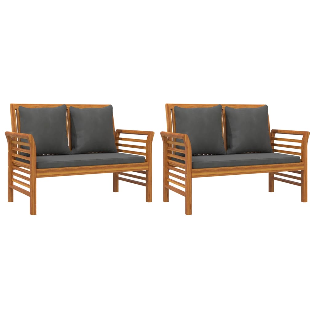 Set Mobilier De Grădină Cu Perne, 3 Piese, Lemn Masiv Acacia